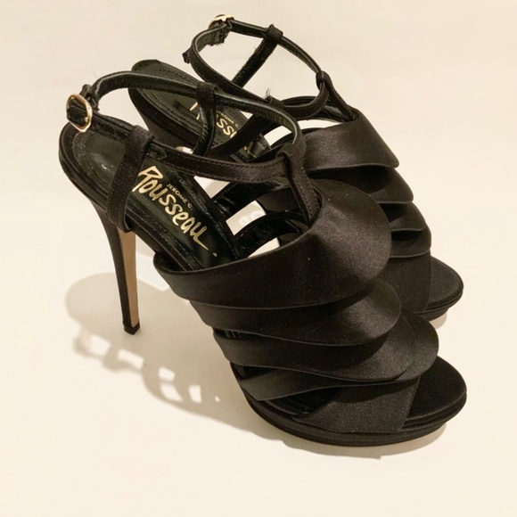 Jerome C. Rousseau Quorra Black Open Toe Pumps Stiletto Heel Fashionable Shoes - Picture 6 of 13